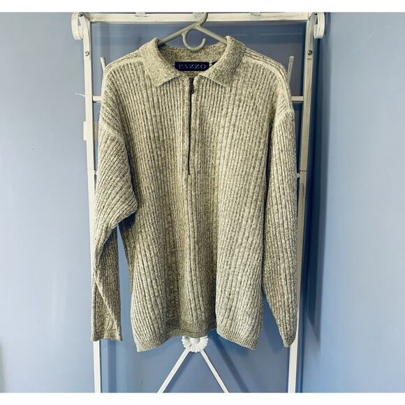 Pazzo mens sweater half up zipper Ramie Cotton gray preppy old money Hong Kong L - Picture 1 of 4